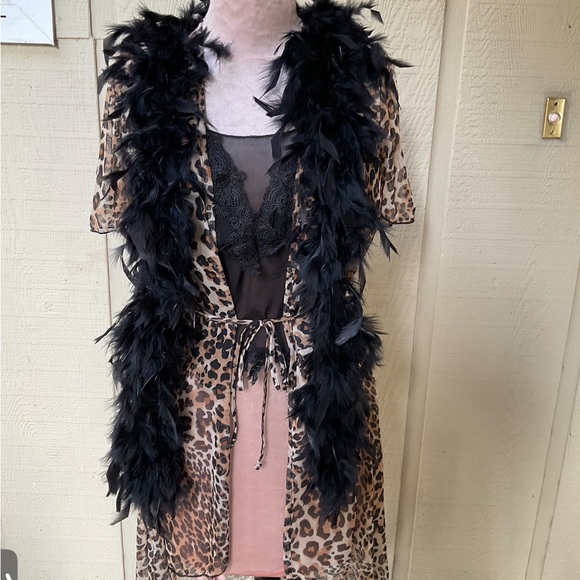 Jordan Taylor sheer tropical tribal short sleeve belted swim coverup wrap NWT  M - Picture 4 of 15